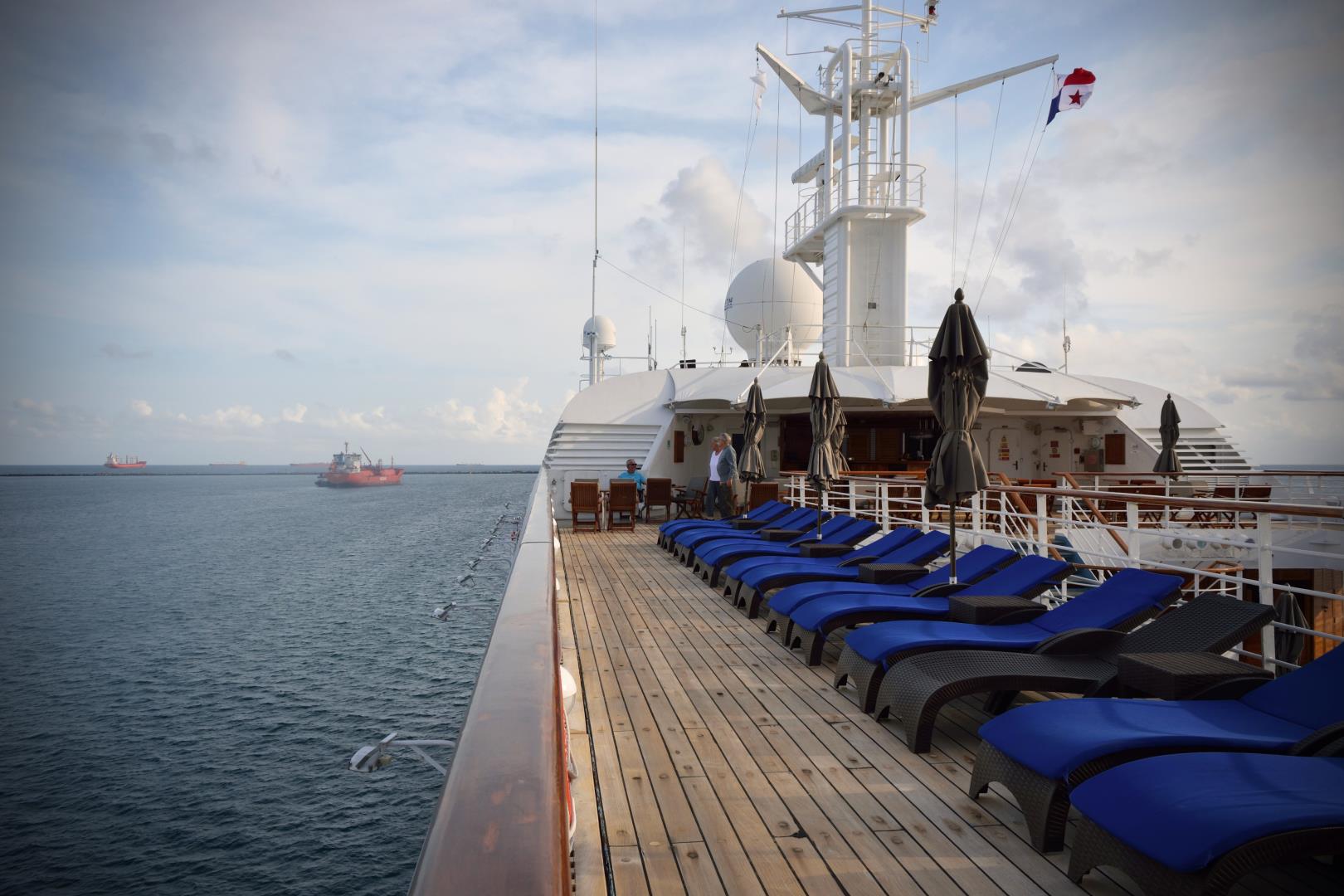 View of Star Breeze deck with lounge chairs